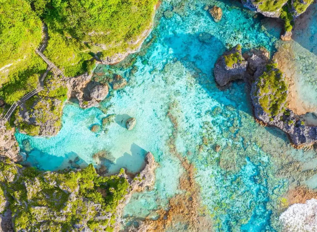 Aerial view of Samoa coastline